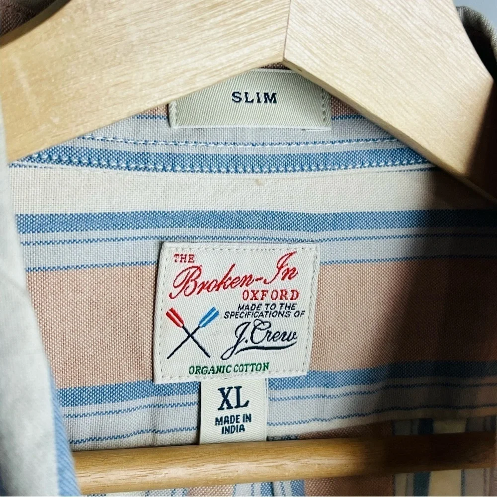 J. Crew The Broken-In Slim Organic Striped Oxford Shirt XL